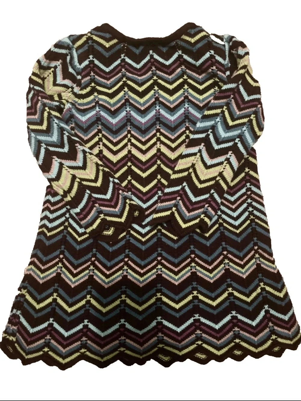 Hanna Andersson Girls Size 4 Chevron Sweater Dress Green Blue Multicolor Knit